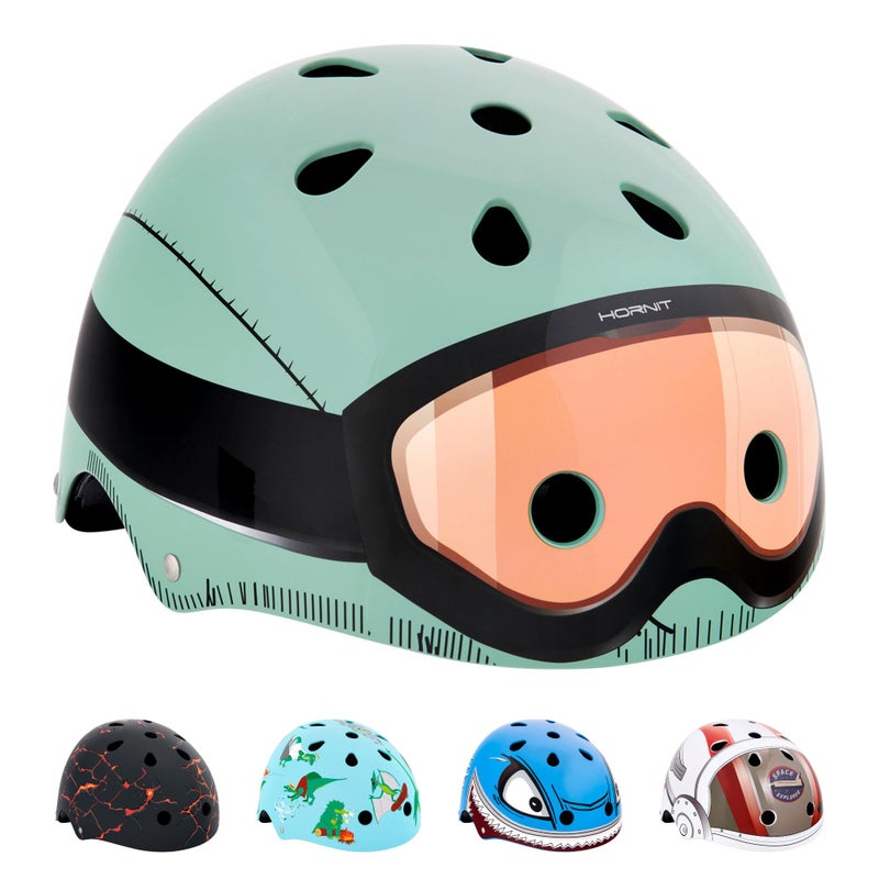 Hornit Mini Lids Kids Helmet. Fully-Adjustable Multi-Sport Hard Shell Helmet with Rear Safety Light, Small, Commander - Image 1